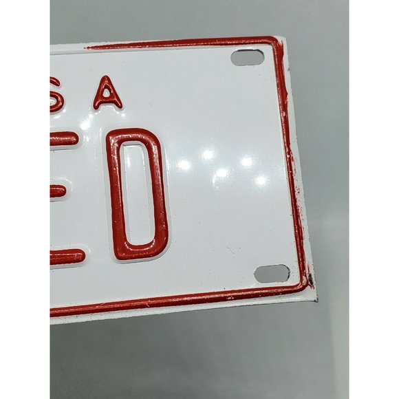 U.S.A Ted Personalized White Red Collectible Mini License Bicycle Bike Plate - Picture 3 of 12